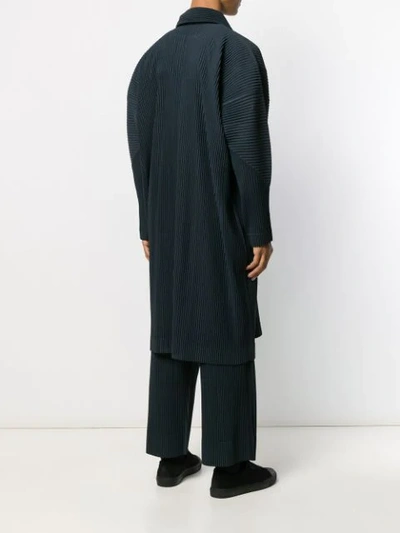 Issey Miyake Plissierter Mantel Mit Reissverschluss In Blue