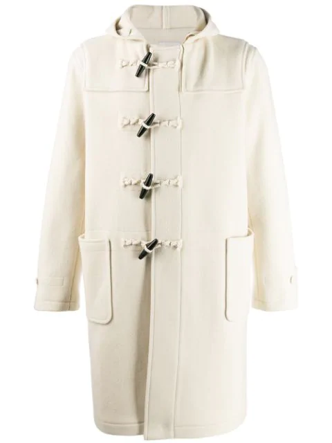cream duffle coat with hood