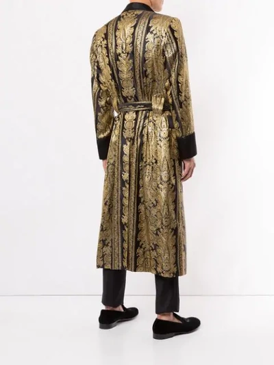Shop Dolce & Gabbana Barocco Jaquard Robe In Gold