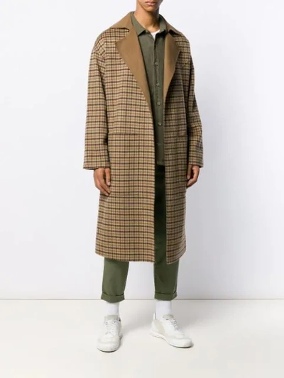 Shop Nanushka Houndstooth Check Coat In Neutrals