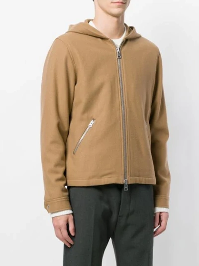 Shop Ami Alexandre Mattiussi Zipped Hooded Jacket In Neutrals