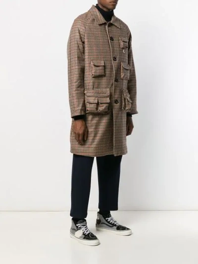 Shop Lc23 Checked Single Breasted Coat In Brown