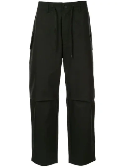 Shop Emporio Armani Cargo Drawstring Trousers In Black