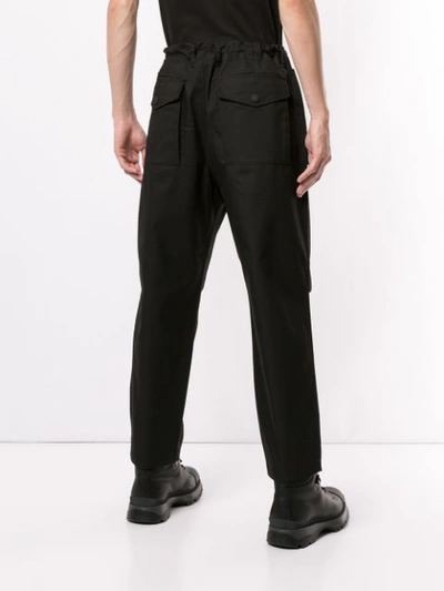 Shop Emporio Armani Cargo Drawstring Trousers In Black