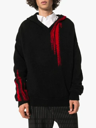 Shop Ann Demeulemeester Knitted Hoodie In Black