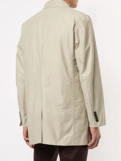 Shop Gieves & Hawkes Single Breasted Raincoat In Brown