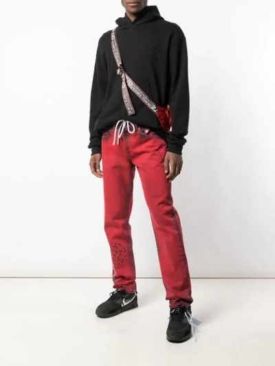 Shop Off-white Studded Slim Jeans In Red