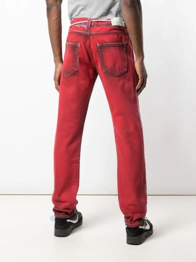 Shop Off-white Studded Slim Jeans In Red