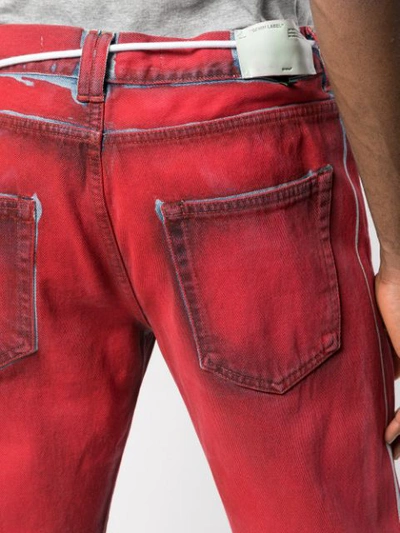 Shop Off-white Studded Slim Jeans In Red