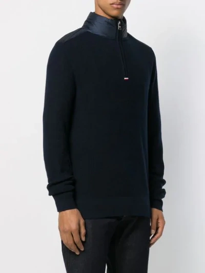 Shop Tommy Hilfiger Shoulder-patch Half-zip Jumper In Blue