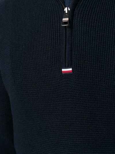 Shop Tommy Hilfiger Shoulder-patch Half-zip Jumper In Blue