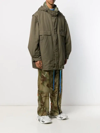 Shop Off-white Oversized Hooded Coat In Green