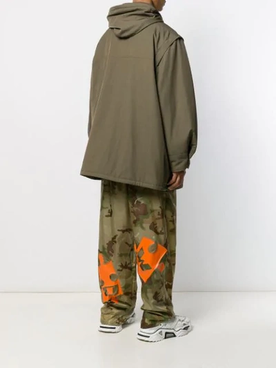 Shop Off-white Oversized Hooded Coat In Green