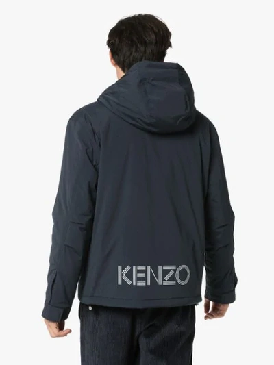 Shop Kenzo Logo Print Windbreaker Jacket In Blue