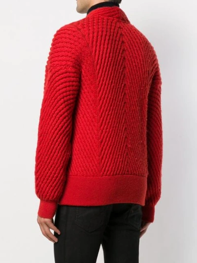 Pre-owned Issey Miyake 2000s Chunky Knit Textured Cardigan In Red