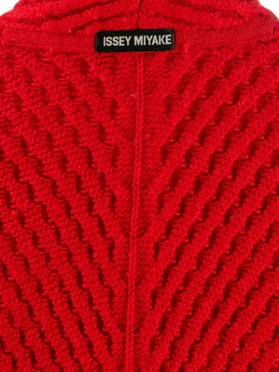 Pre-owned Issey Miyake 2000s Chunky Knit Textured Cardigan In Red