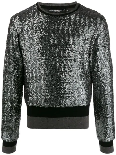 Shop Dolce & Gabbana Sequined Sweatshirt In Grey