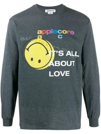 Shop Applecore Smiley Face Print Sweatshirt In Green