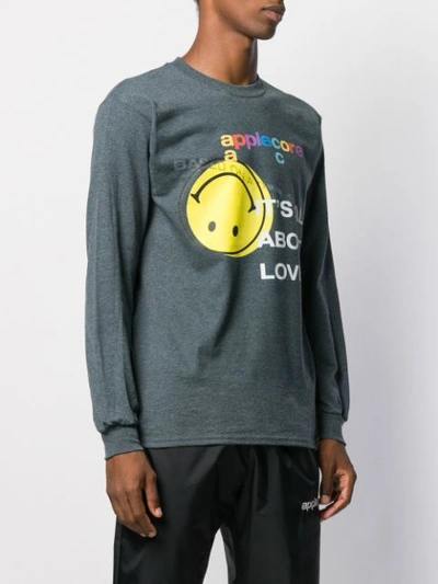 Shop Applecore Smiley Face Print Sweatshirt In Green