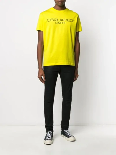 Shop Dsquared2 Capri Logo Print T-shirt In Yellow