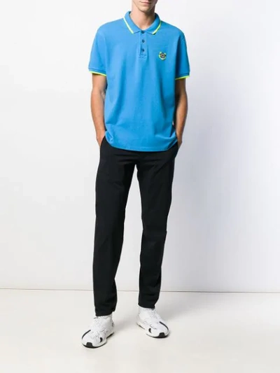 Shop Kenzo Mini Tiger Polo Shirt In Blue