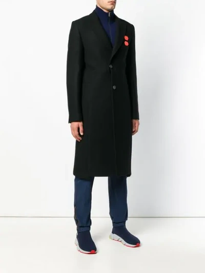 Shop Off-white Contrast Patch Single-breasted Coat In Black