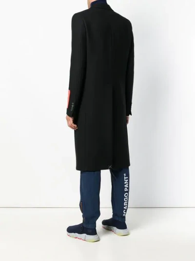 Shop Off-white Contrast Patch Single-breasted Coat In Black