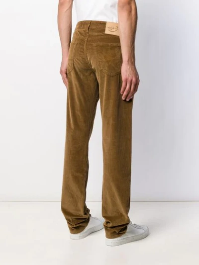 Shop Jacob Cohen Textural Corduroy Trousers In Brown