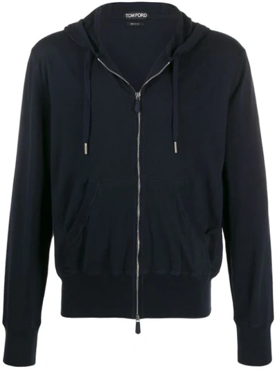 Shop Tom Ford Zip-up Hooded Jacket In Blue