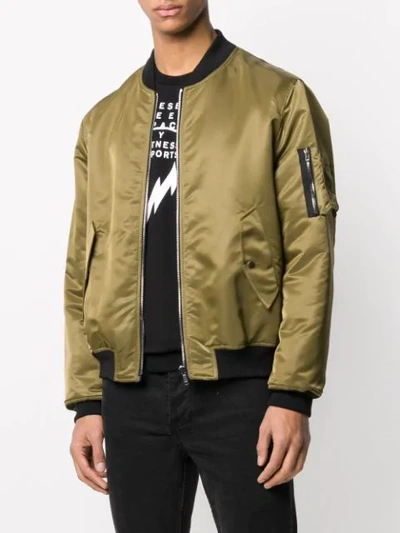 Shop Moschino Pumpkin Face Reversible Bomber Jacket In Green