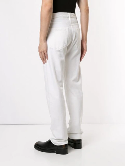 Shop Raf Simons Front Printed Trousers In White