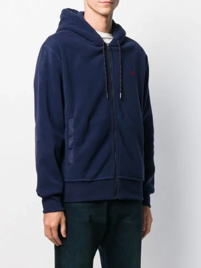 Shop Polo Ralph Lauren Embroidered Logo Zip-up Hoodie In Blue