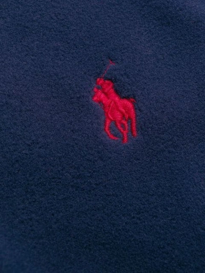 Shop Polo Ralph Lauren Embroidered Logo Zip-up Hoodie In Blue