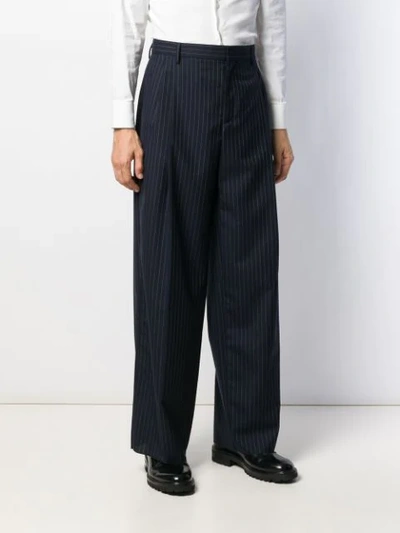 Shop Loewe Wide Leg Striped Trousers In Blue