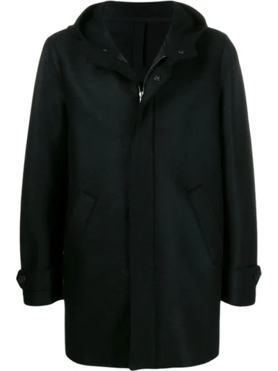Shop Harris Wharf London Hooded Single-breasted Coat In Black