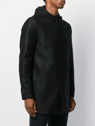 Shop Harris Wharf London Hooded Single-breasted Coat In Black