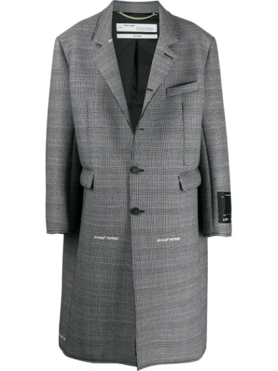 Shop Off-white Oversized Checked Coat In Grey