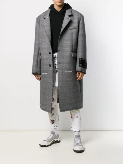 Shop Off-white Oversized Checked Coat In Grey