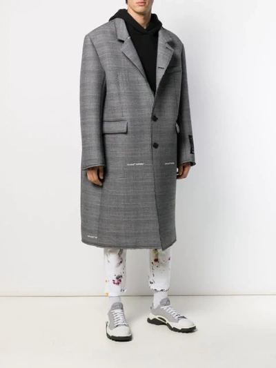 Shop Off-white Oversized Checked Coat In Grey