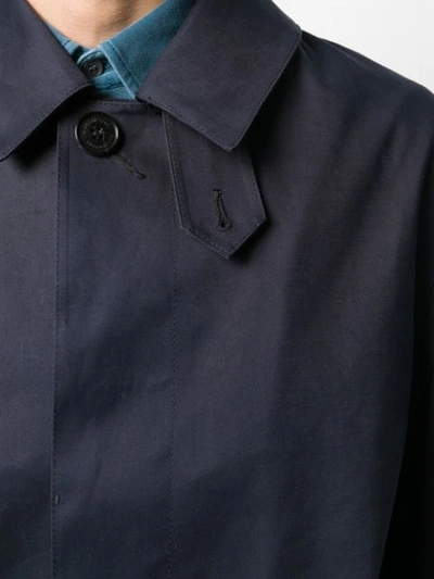 Shop Mackintosh Single Breasted Coat In Blue