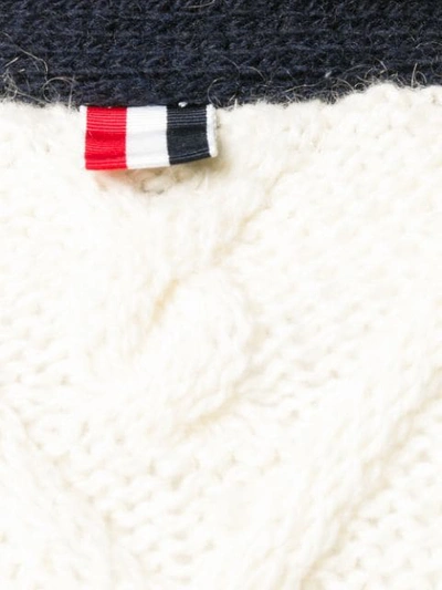 Shop Thom Browne 4-bar Aran Cable Mohair Cardigan In White
