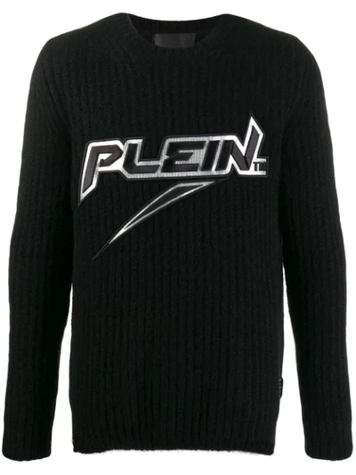 Shop Philipp Plein Logo Knitted Jumper In Black