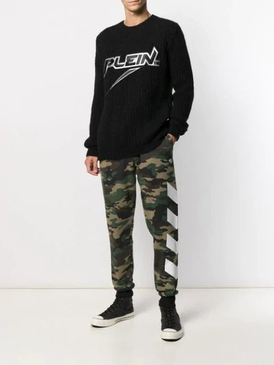 Shop Philipp Plein Logo Knitted Jumper In Black
