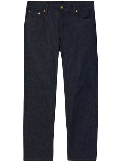 Shop Burberry Straight Leg Mid-rise Jeans In Blue