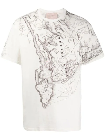 Shop Buscemi Map Print T-shirt In Neutrals