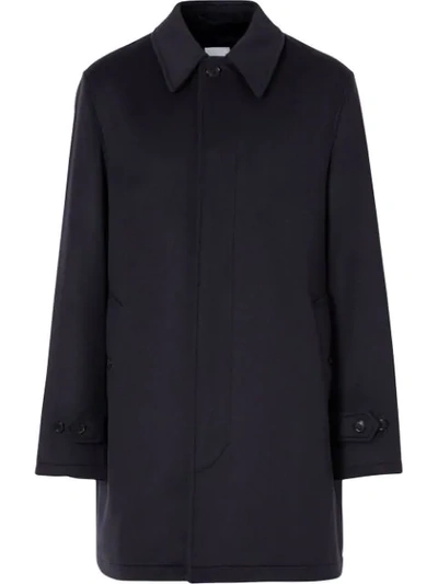 Shop Burberry Knitted Card Coat In Blue