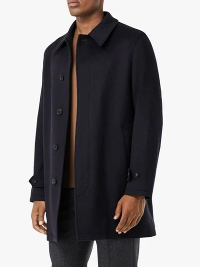 Shop Burberry Knitted Card Coat In Blue