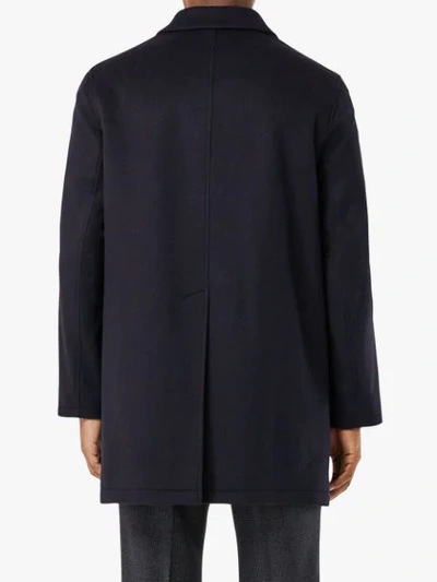 Shop Burberry Knitted Card Coat In Blue