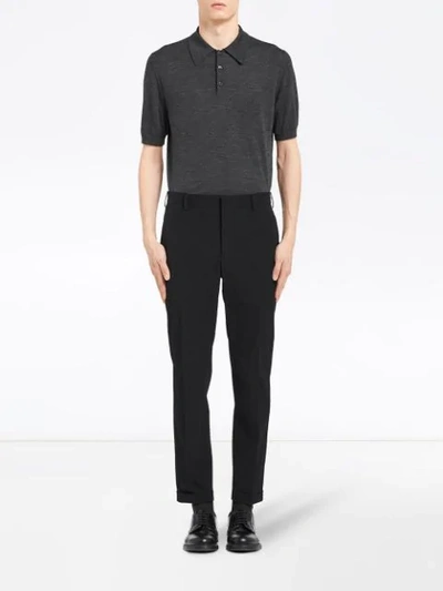 Shop Prada Slim-fit Twill Trousers In Black