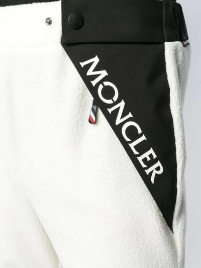 Shop Moncler Logo Print Fleece Trousers In White